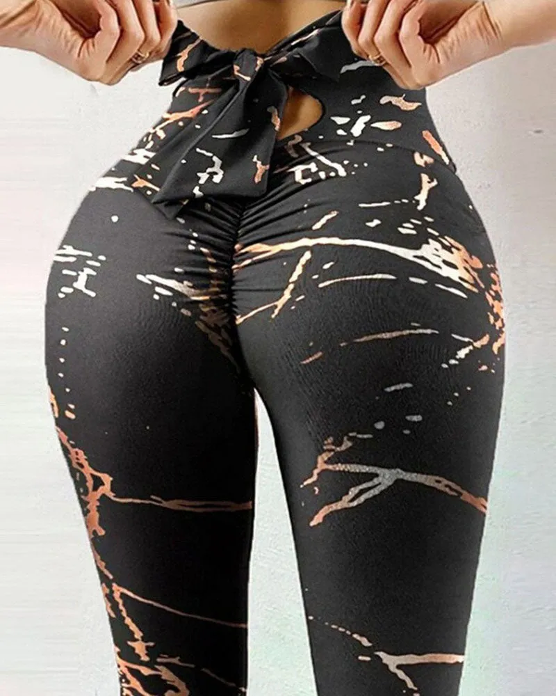 Leggings de yoga con diseño de lazo estampado