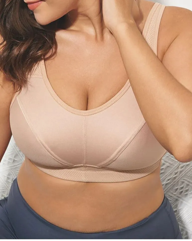 Sujetador deportivo sin relleno High Support-Beige