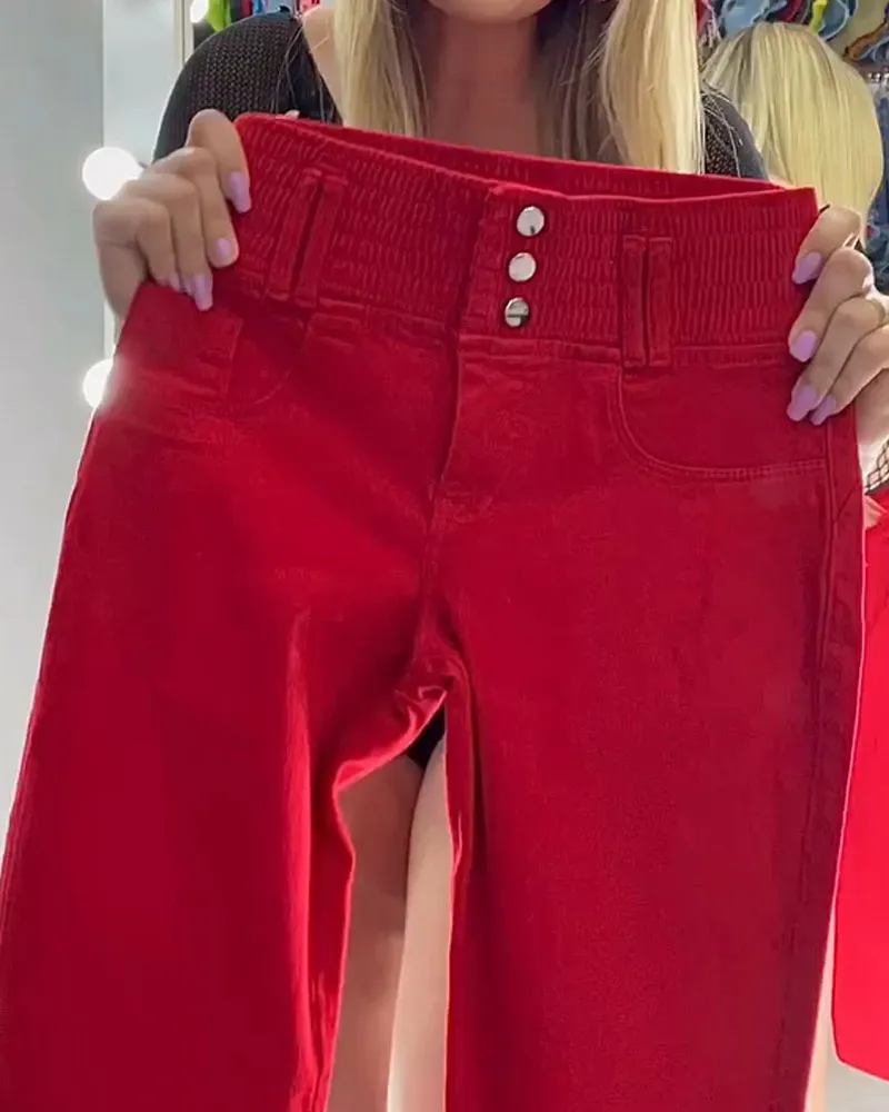 Jeans With Elastic Waistband And Hip Lift (Pre-Sale)