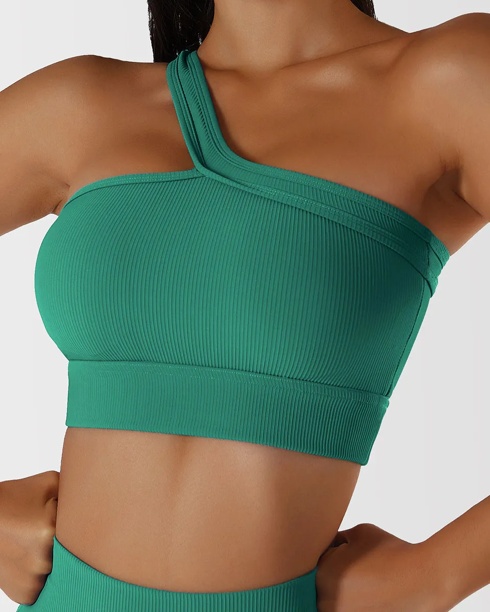 One shoulder yoga bra