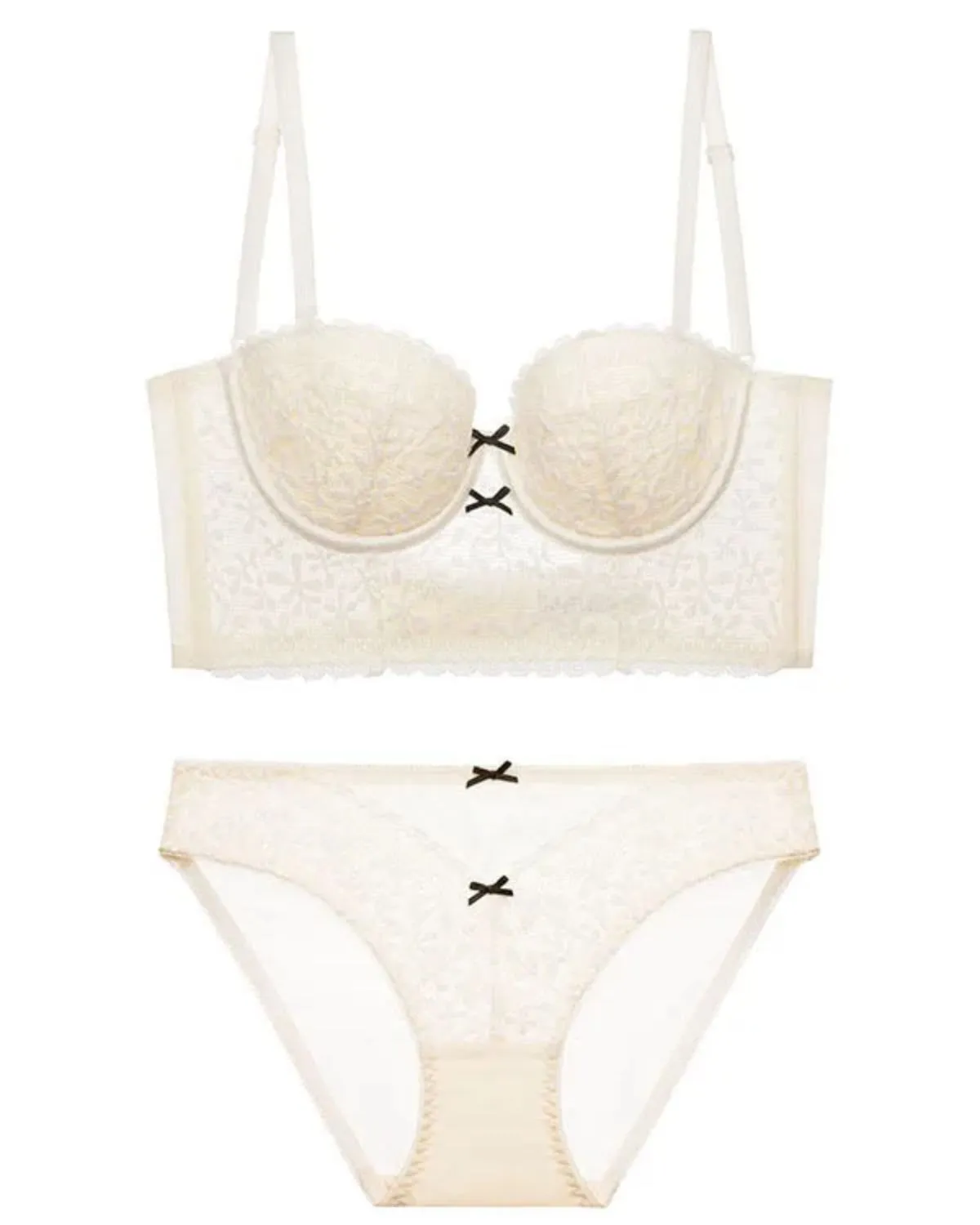 Conjunto de sujetador push up de encaje francés fino