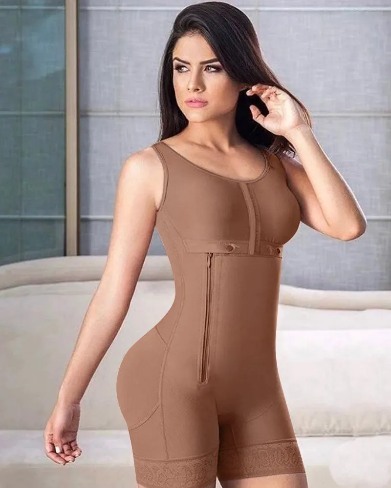 Body moldeador de cuerpo para mujer con cremallera lateral, soporte de pecho ajustable, ropa moldeadora de control de barriga