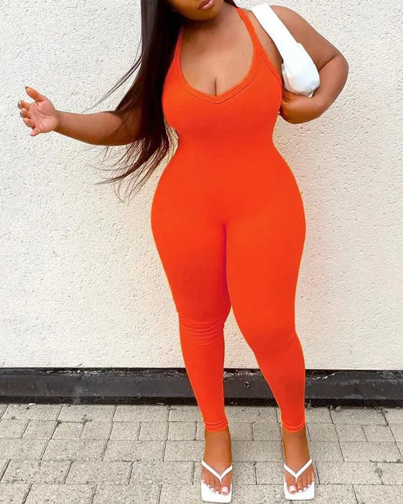 Sexy Suspenders Tight High Waist Sports Jumpsuit