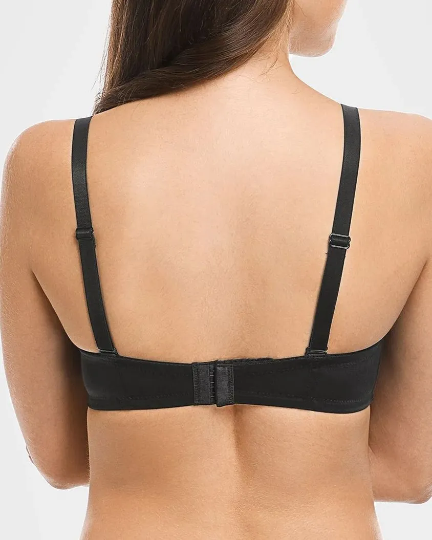 Sujetador de contorno multiposición sin tirantes con aros de figura completa, negro