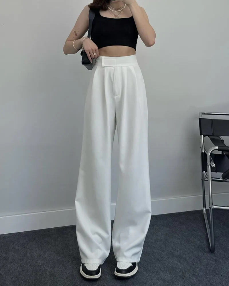 Wide Leg Pants With Velcro Belt (Pre-Sale)