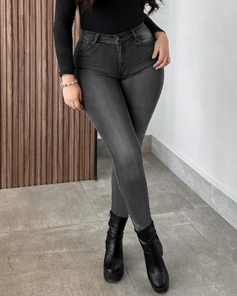 Graduated Smoke Gray Skinny Wash Jeans (Pre-Sale)