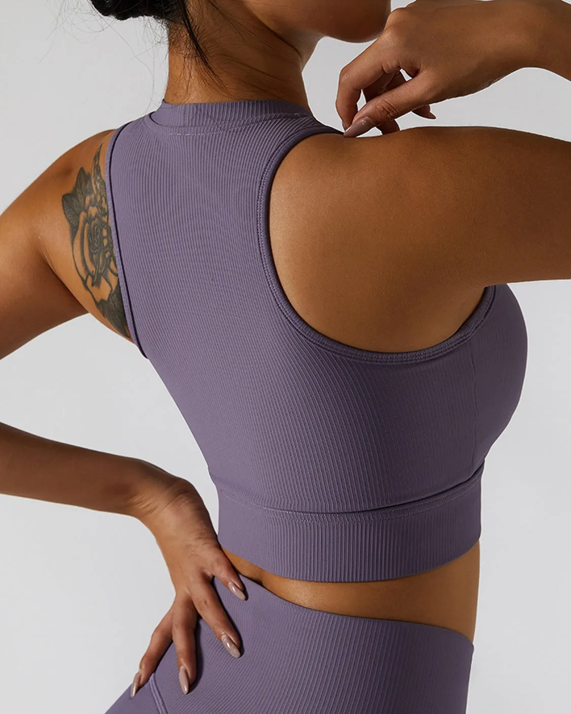 Ribbed Zip Up Cutout Yoga Bra