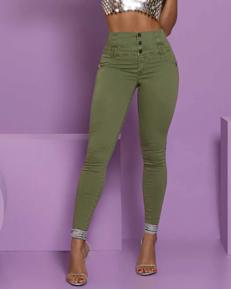 High-Waisted, Back-Zip Skinny Jeans (Pre-Sale)