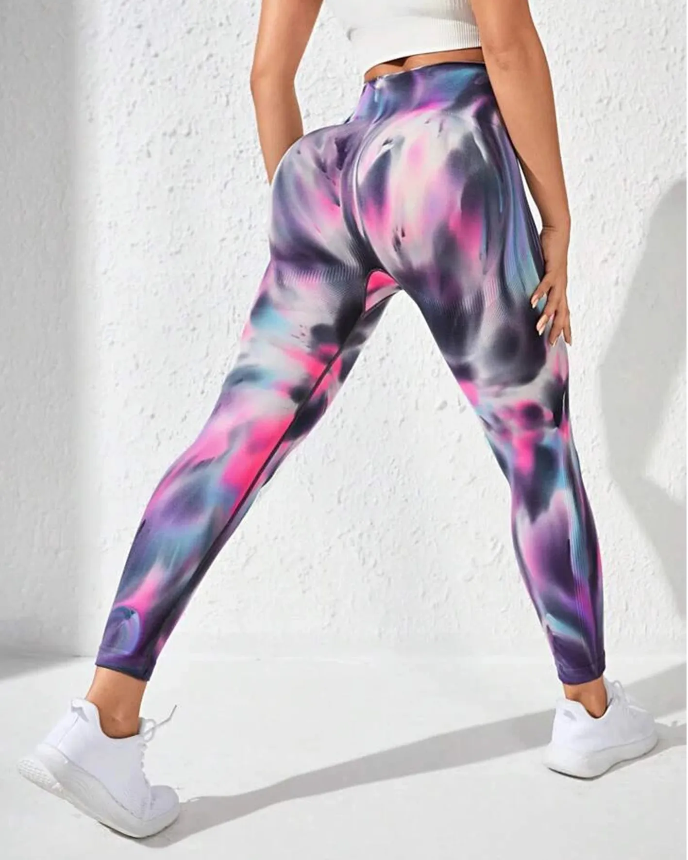 Colors Seamless Women's Fitness Yoga Pants Sports Pants Tie Dyed Tie Drift Trousers Hip Lifting Training Pants Elastic Leggings