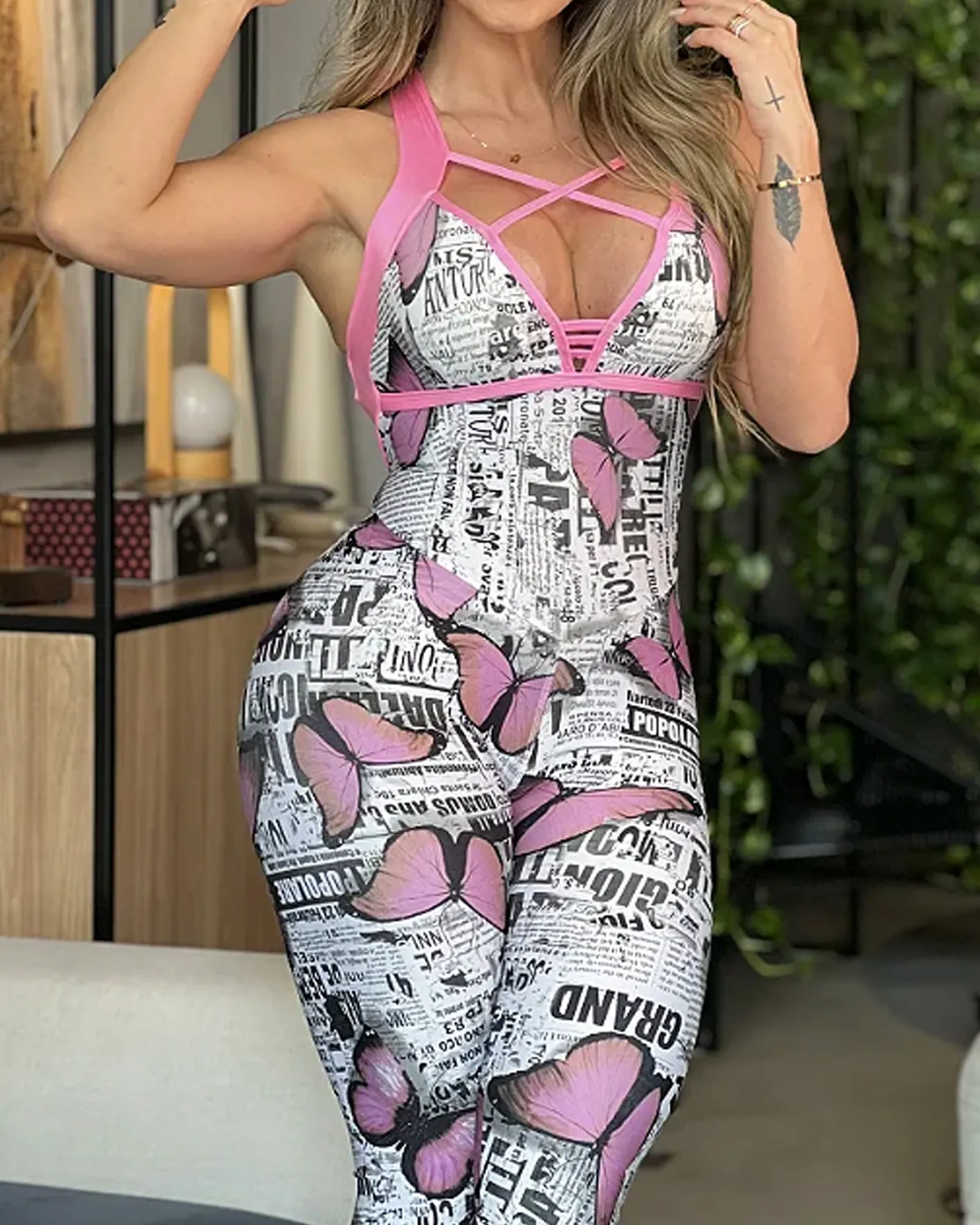 Butterfly Printed Yoga Jumpsuit（Pre-Sale）