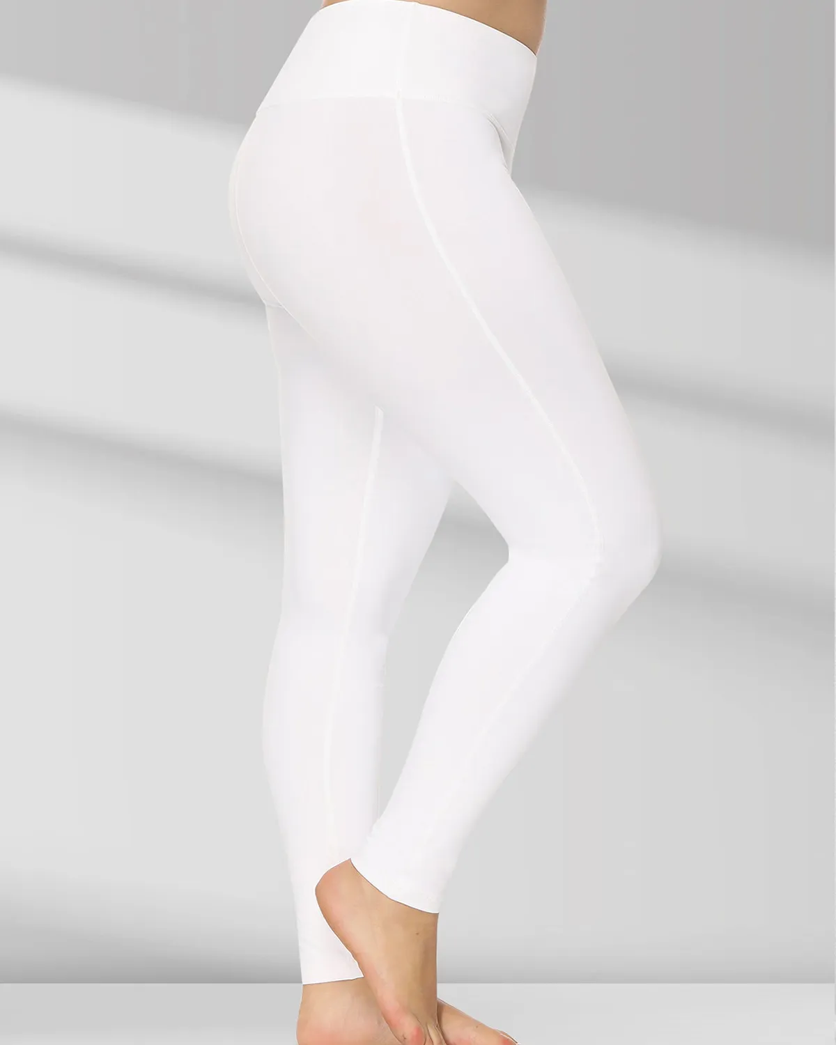 Pantalones de yoga de cuerpo entero Leggings deportivos-Blanco