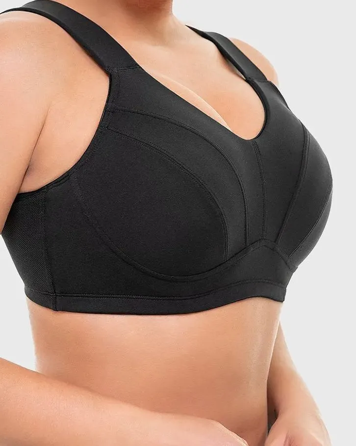 Sujetadores deportivos de entrenamiento con aros de cobertura completa-Negro