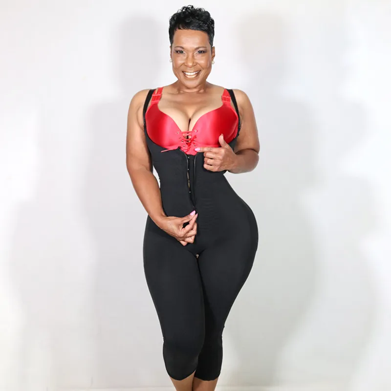 Body con curvas encantadoras para mujer posparto maximiza el control de la barriga y correas ajustables