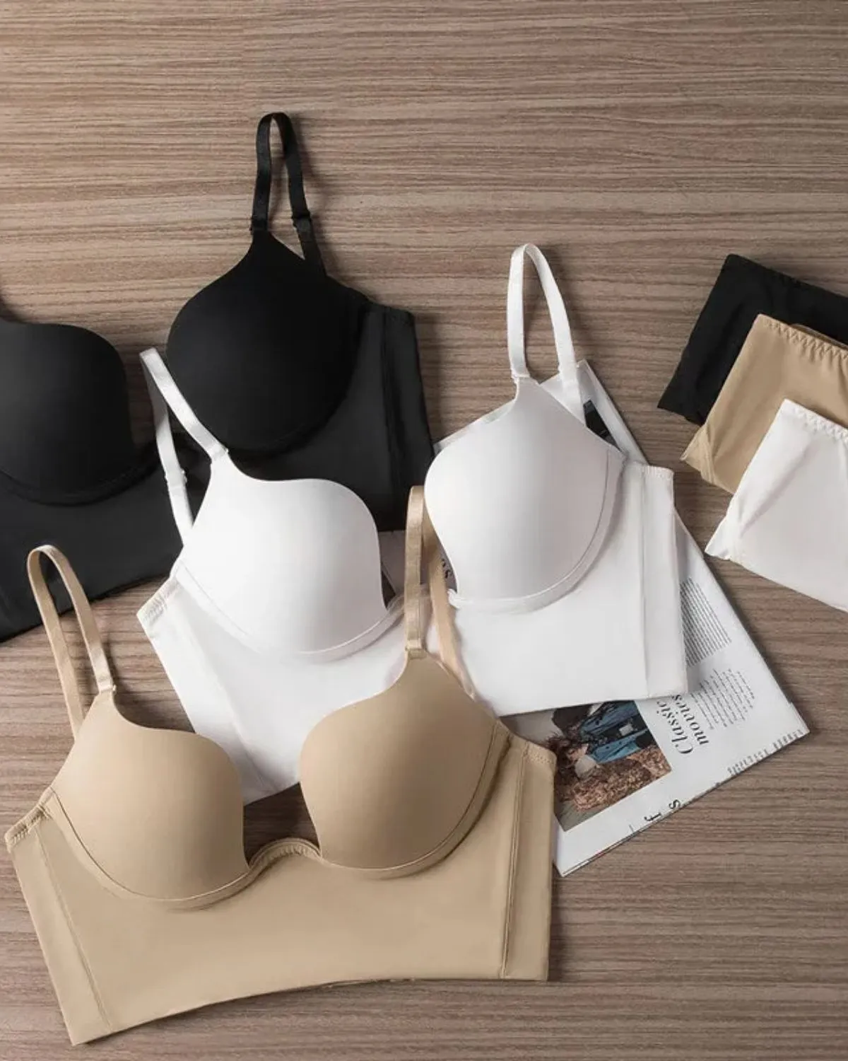 Liftup Low Back Plunge Bra Sujetador con relleno ligero que realza el escote Ropa interior