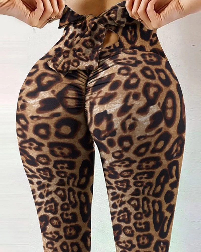 Leggings de yoga con diseño de lazo estampado