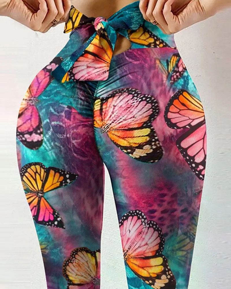 Leggings de yoga con diseño de lazo estampado