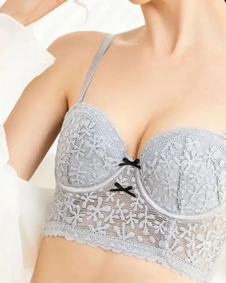 Conjunto de sujetador push up de encaje francés fino