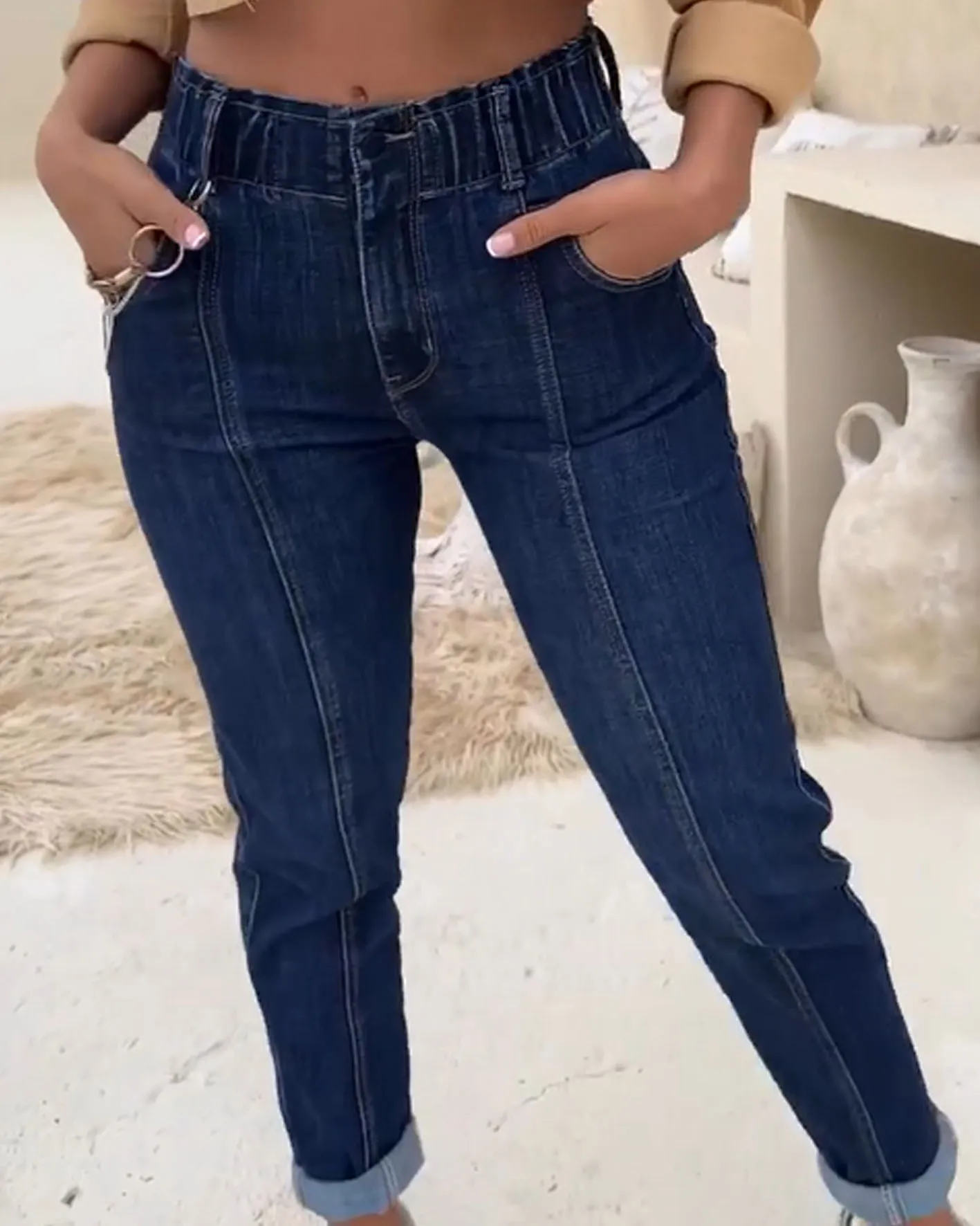 Skinny Jeans With Elastic Waistband (Pre-Sale)