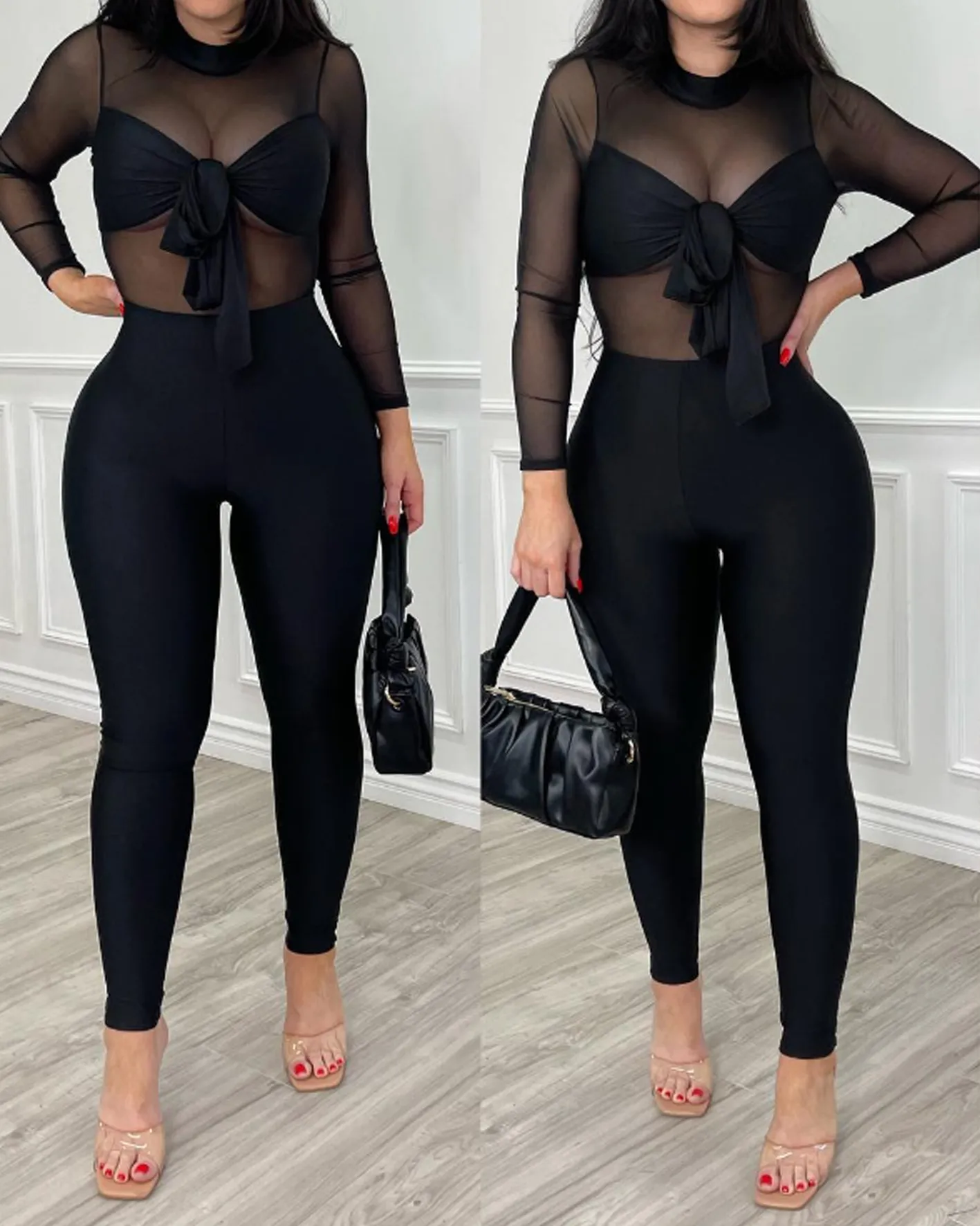 Black Halter Cutout Jumpsuit（Pre-Sale）