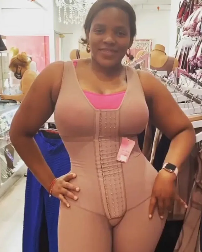 Fajas para mujeres control de barriga gancho y cierre de ojos body de soporte de senos ajustable bodyshaper