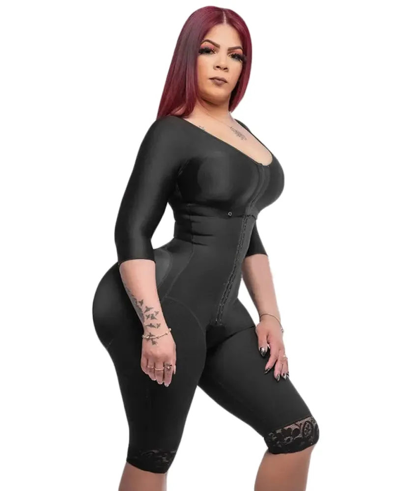 Cintura retráctil de compresión de brazo de soporte de cuerpo completo con corsé de sujetador incorporado manga adelgazante para mujeres