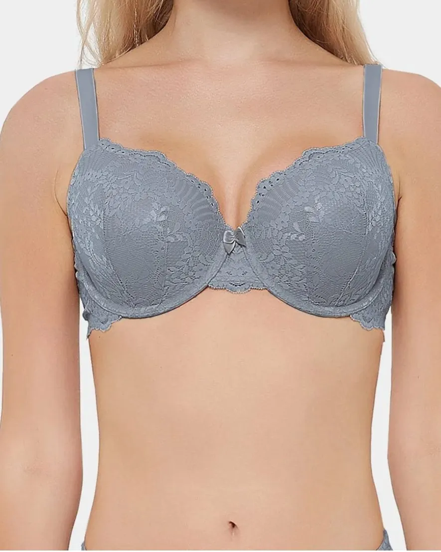 Sujetador push up de encaje con aros y cobertura total de talla grande