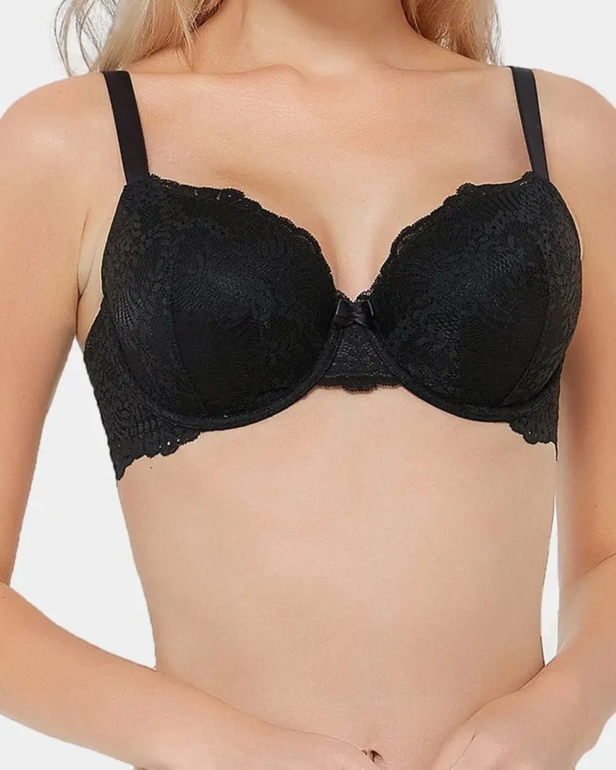 Sujetador push up de encaje con aros y cobertura total de talla grande