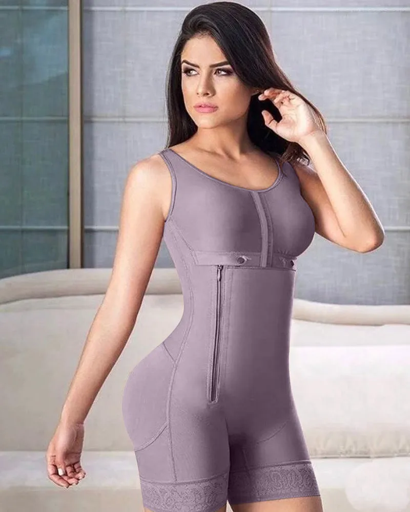 Body moldeador de cuerpo para mujer con cremallera lateral, soporte de pecho ajustable, ropa moldeadora de control de barriga