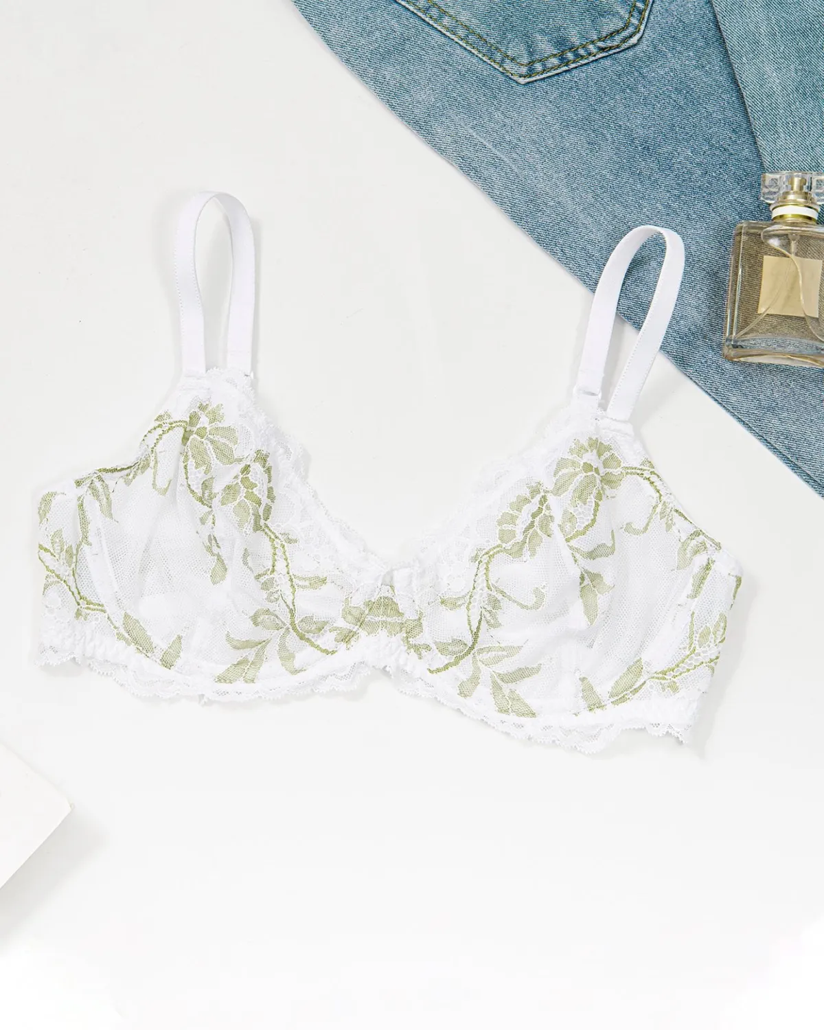 Sujetador de media altura con encaje de pestañas Sujetador sexy