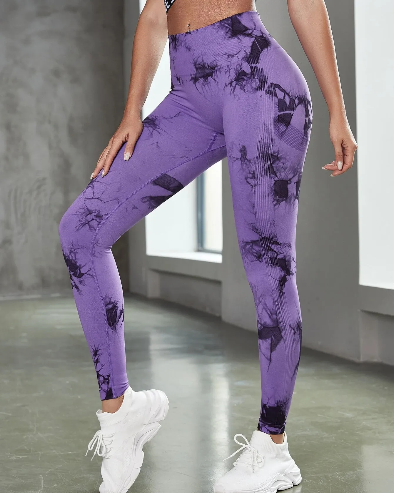 Seamless Wide Band Waist Tie Dye Sports Leggings