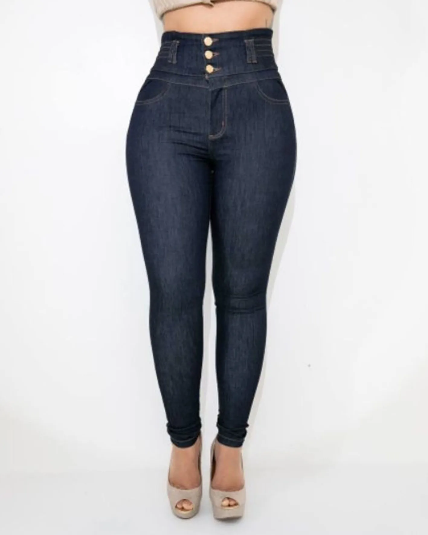 High-Waisted Stretch Jeans