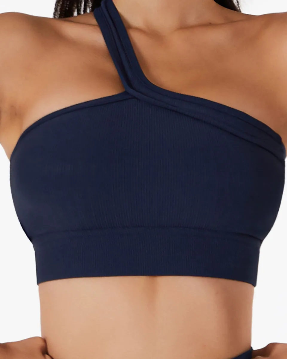 One shoulder yoga bra
