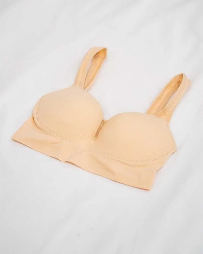 Sujetador cómodo sin axilas con elástico sin costuras y ligeramente forrado