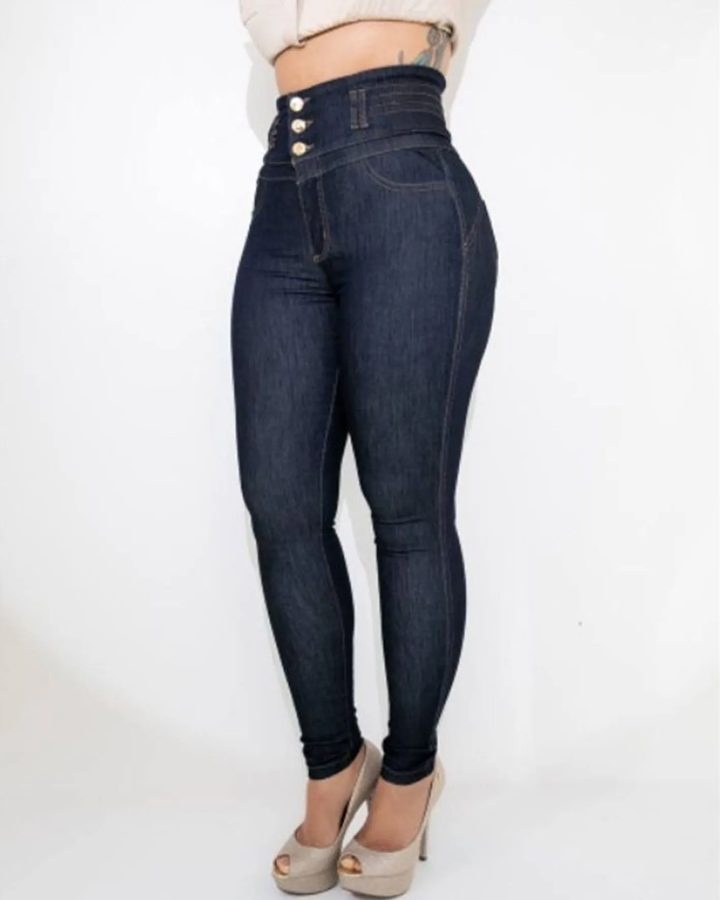 High-Waisted Stretch Jeans