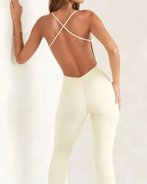Jumpsuit High Elastic Fitness Adjustable Flared Pants Sports Yoga Clothes