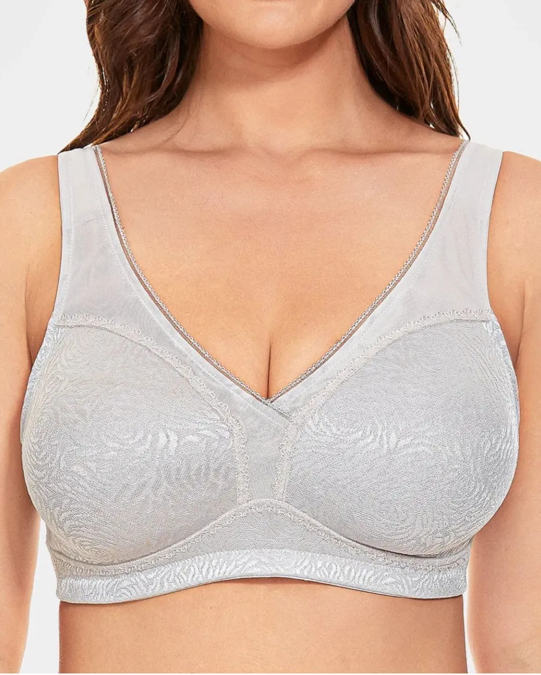 Sujetador minimizador de tamaño grande de cobertura completa sin aros sin relleno