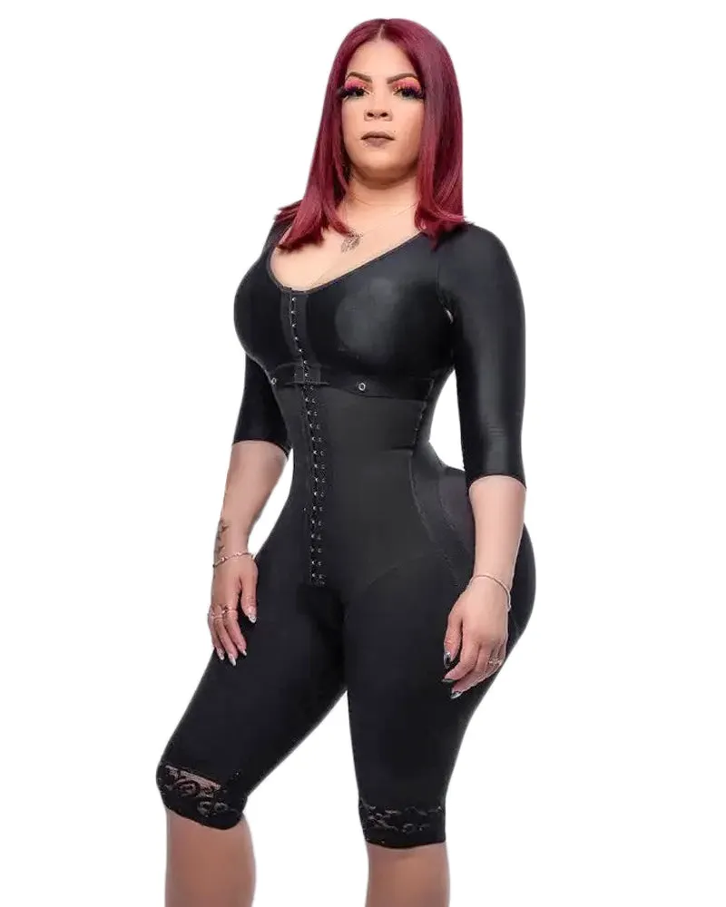 Cintura retráctil de compresión de brazo de soporte de cuerpo completo con corsé de sujetador incorporado manga adelgazante para mujeres