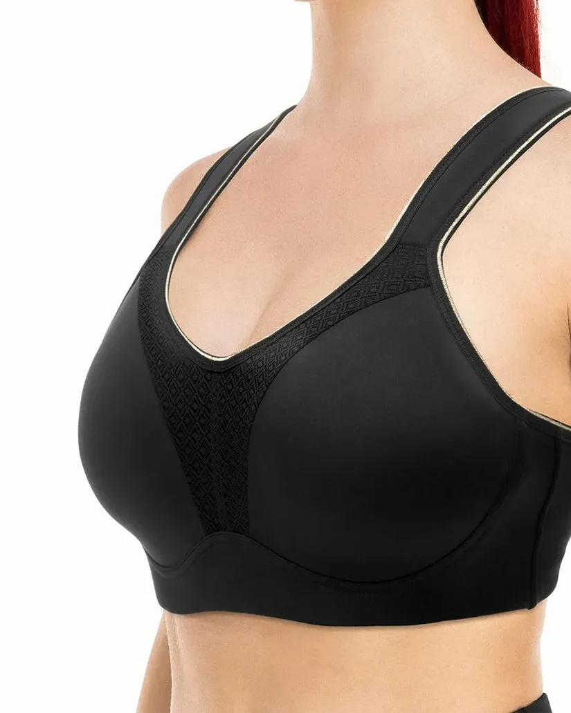 Sujetador deportivo con aros de cobertura total de alto impacto-Negro