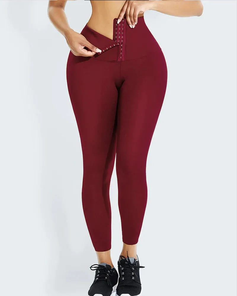 Leggings con corsé deportivo de cintura alta de 3 filas con ganchos