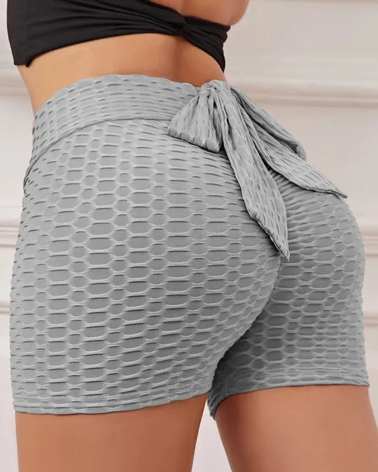 Solid Textured Hip Lifting Shorts