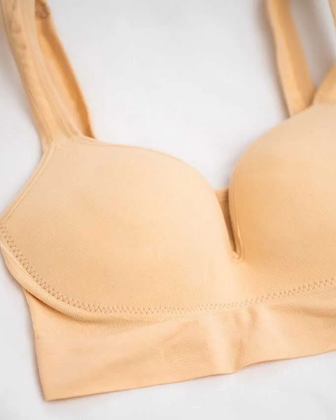 Sujetador cómodo sin axilas con elástico sin costuras y ligeramente forrado
