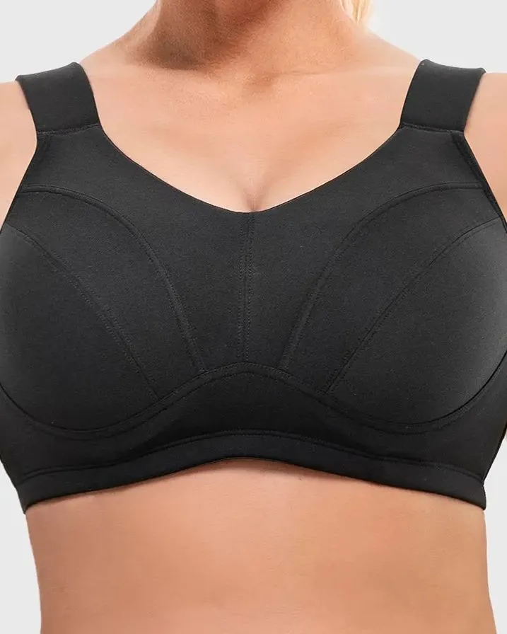 Sujetadores deportivos de entrenamiento con aros de cobertura completa-Negro