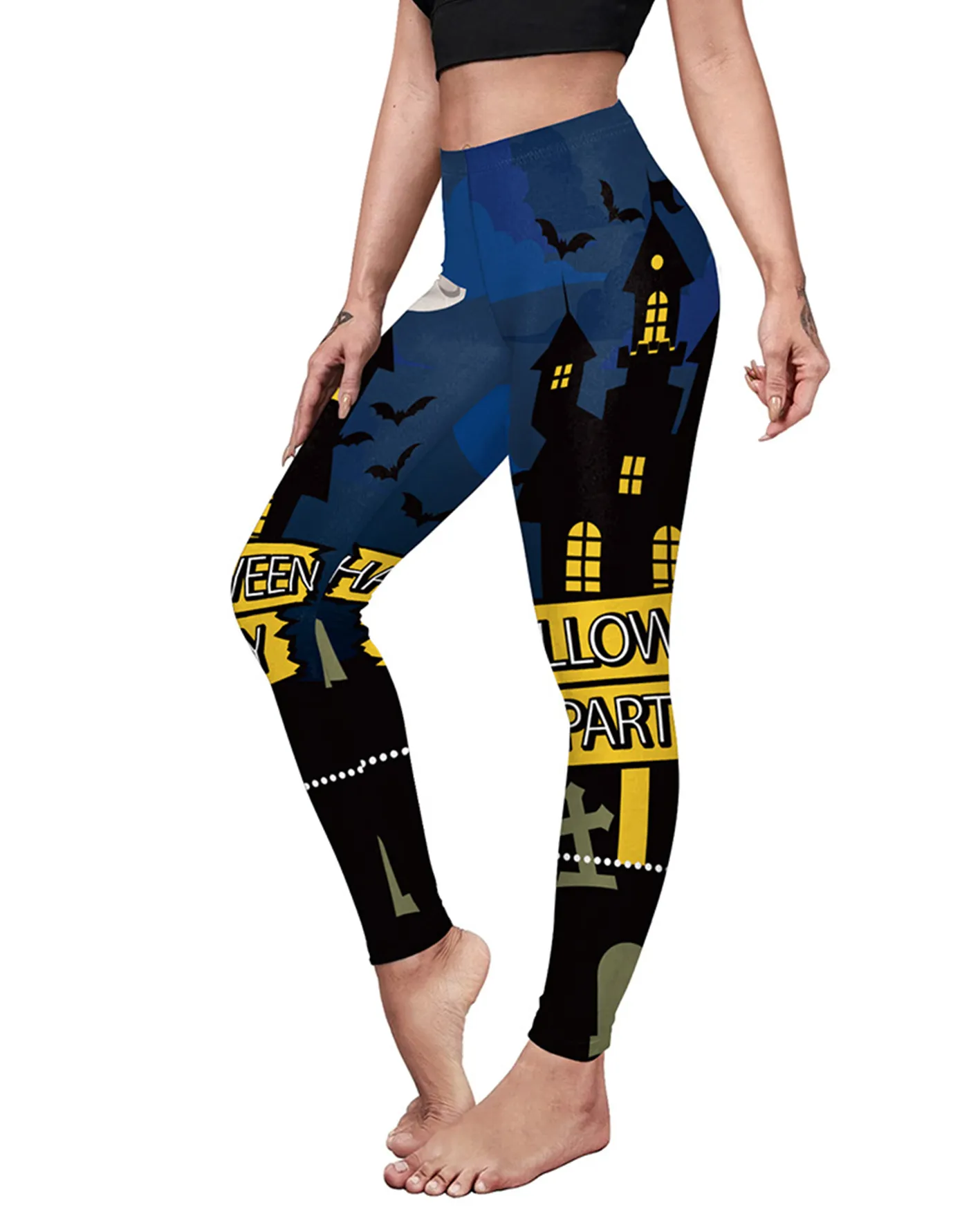 Slim-Fit Stretch Yoga Pants For Halloween