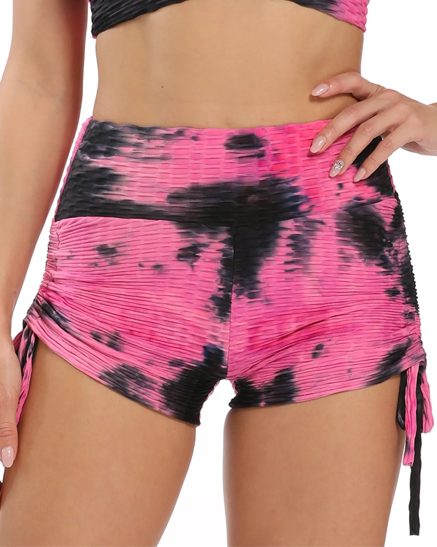 Tie Dye Printed Bubble Yoga Shorts