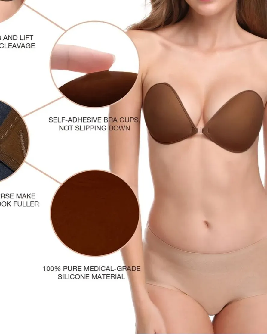 Sujetador autoadhesivo de silicona reutilizable push-up