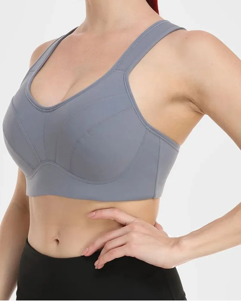 Sujetador deportivo High Impact Full Coverage Plus Size - Gris
