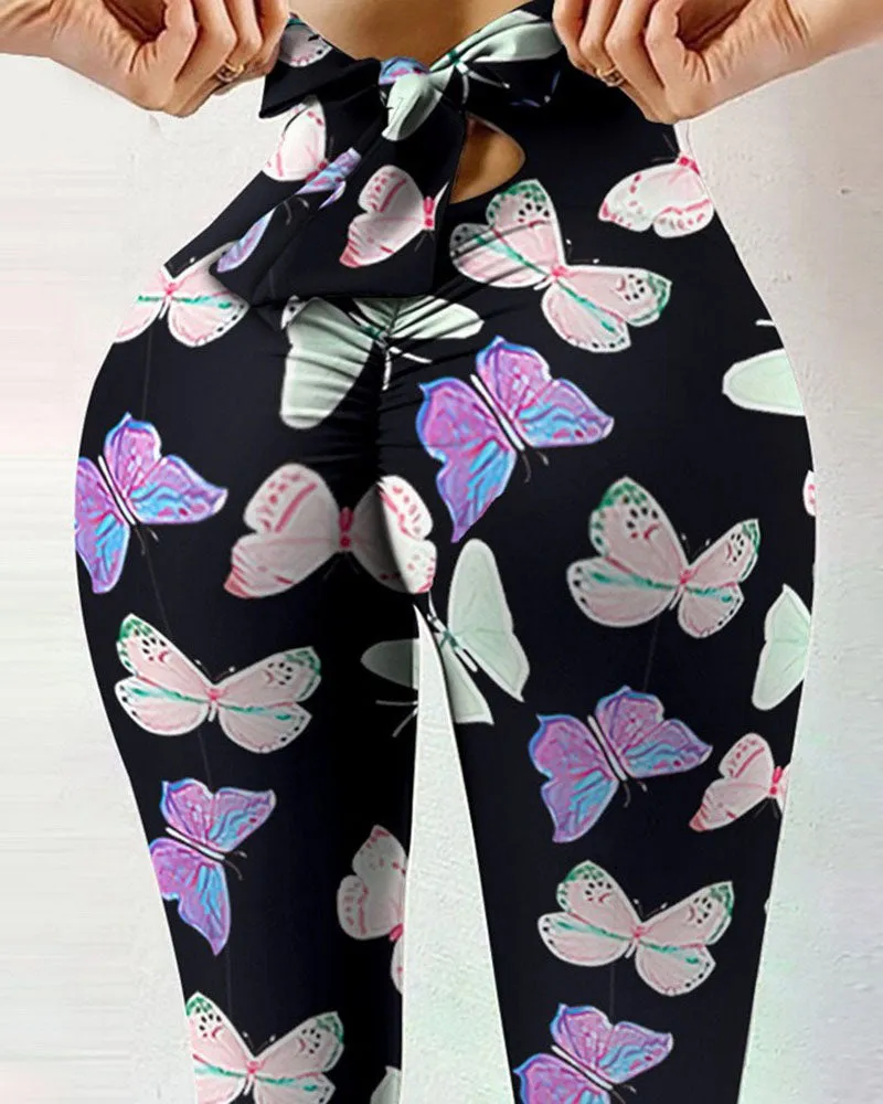 Leggings de yoga con diseño de lazo estampado