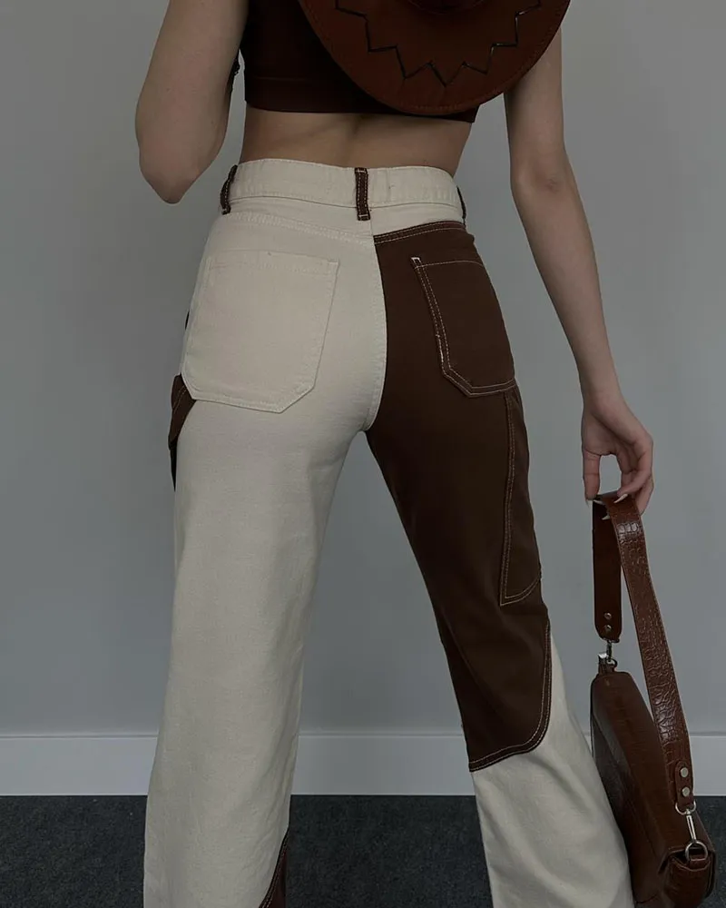 Patchwork Color Baggy Jeans (Pre-Sale)