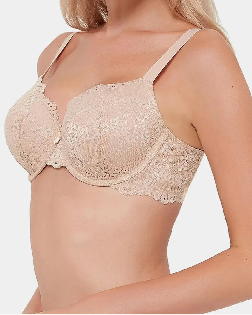 Sujetador push up de encaje con aros y cobertura total de talla grande