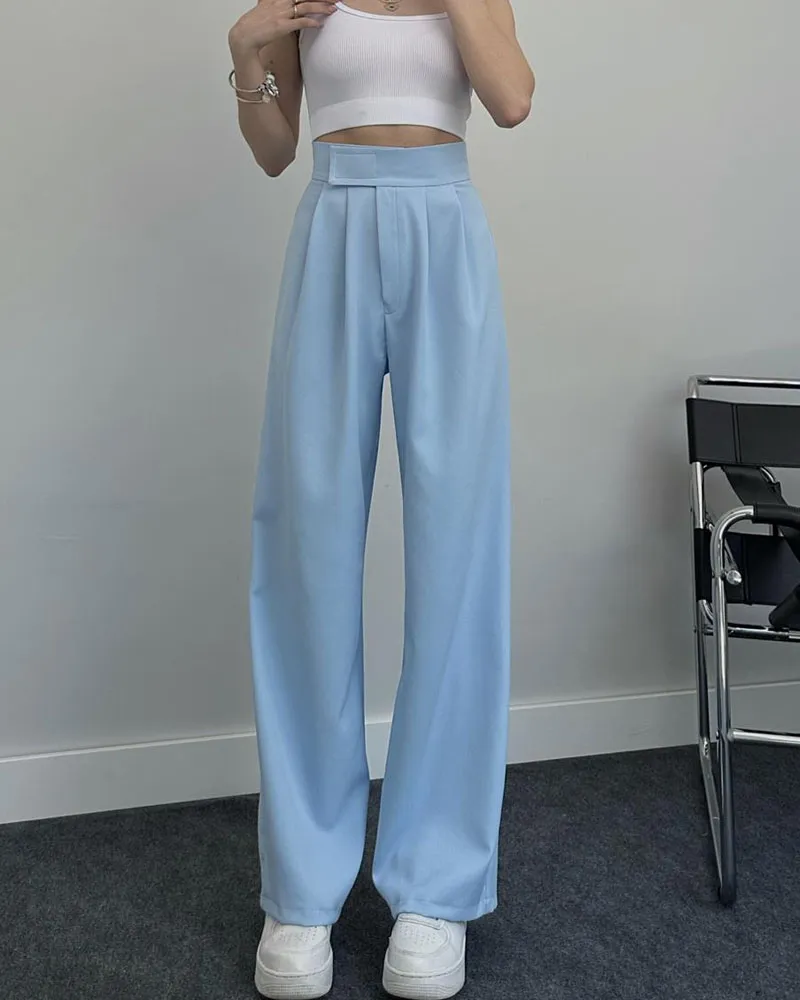 Wide Leg Pants With Velcro Belt (Pre-Sale)